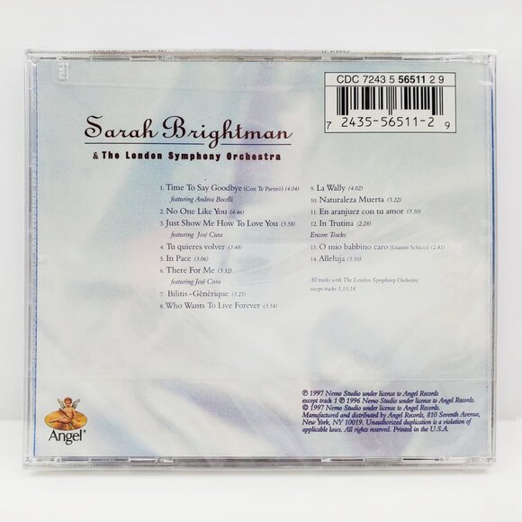 Sarah Brightman Time Say Goodbye CD 1997 Andrea Bocelli London Symphony Sealed - Picture 2 of 8